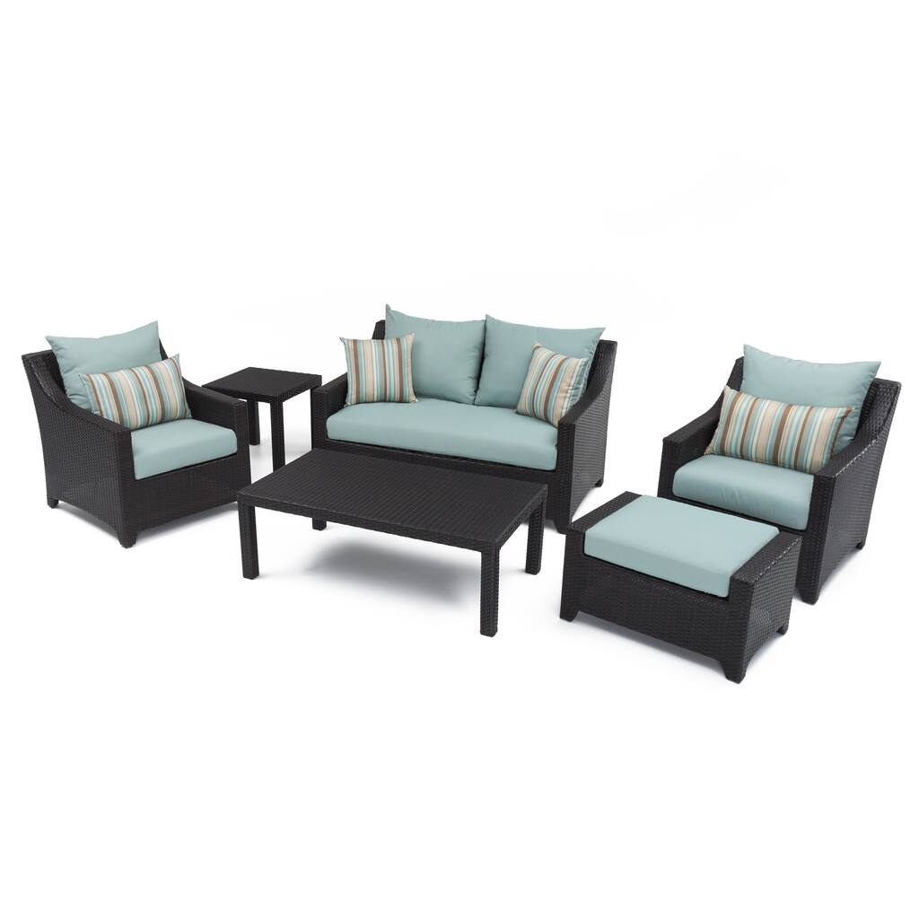 Deco 6 Piece Sunsharp Outdoor Patio Loveseat and Club Chair Set - Bliss Blue