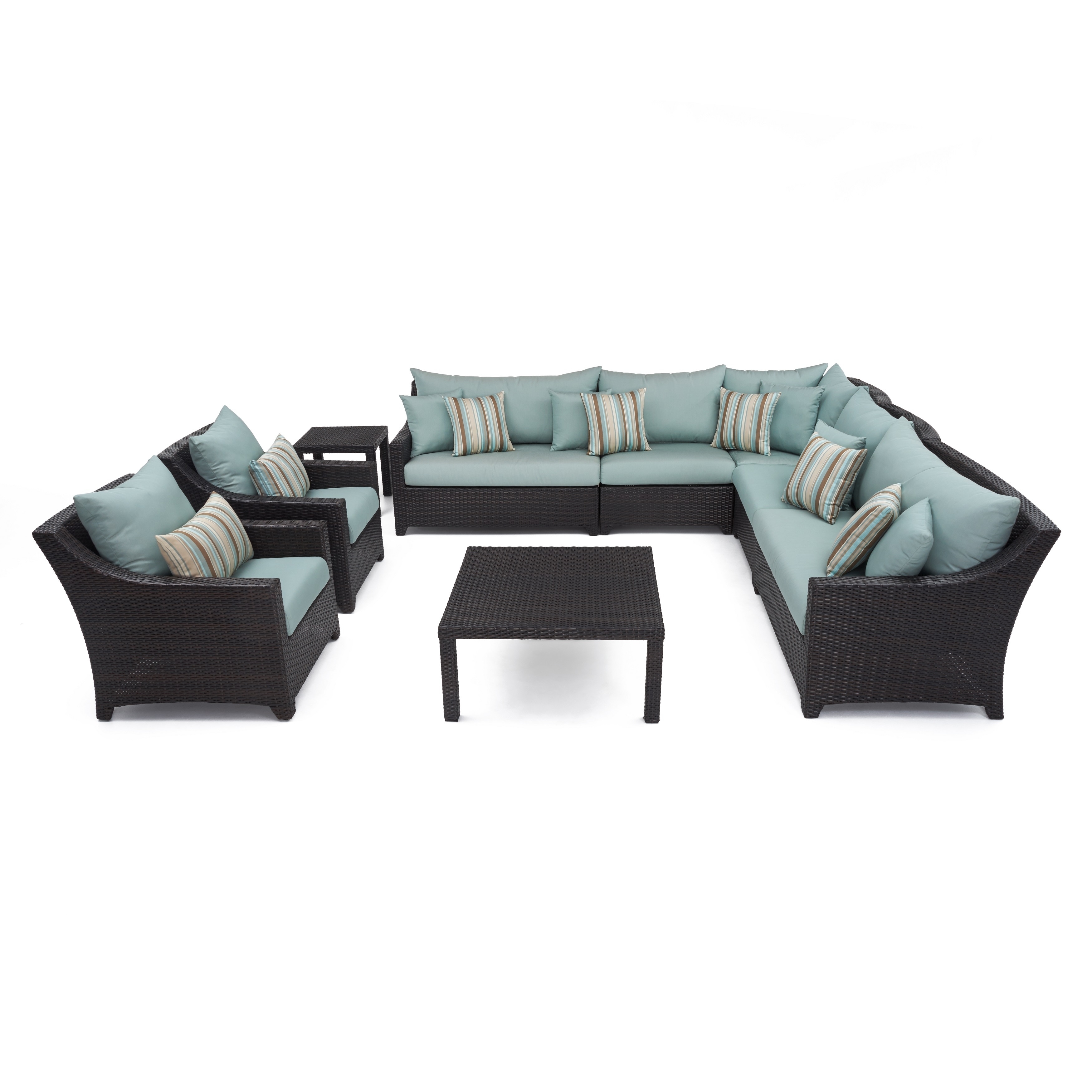 Rst Brands Rst Outdoor Bliss 9 piece Corner Sectional Sofa And Club Chairs Patio Furniture Set Blue Size 9 Piece Sets