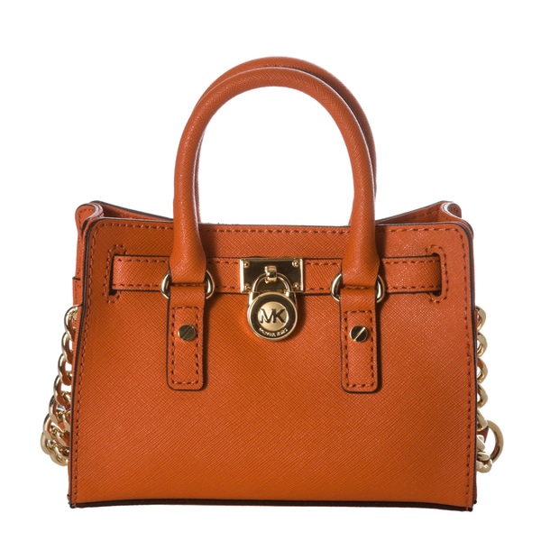 MICHAEL Michael Kors Mini 'Hamilton' Tangerine Leather Messenger Bag ...