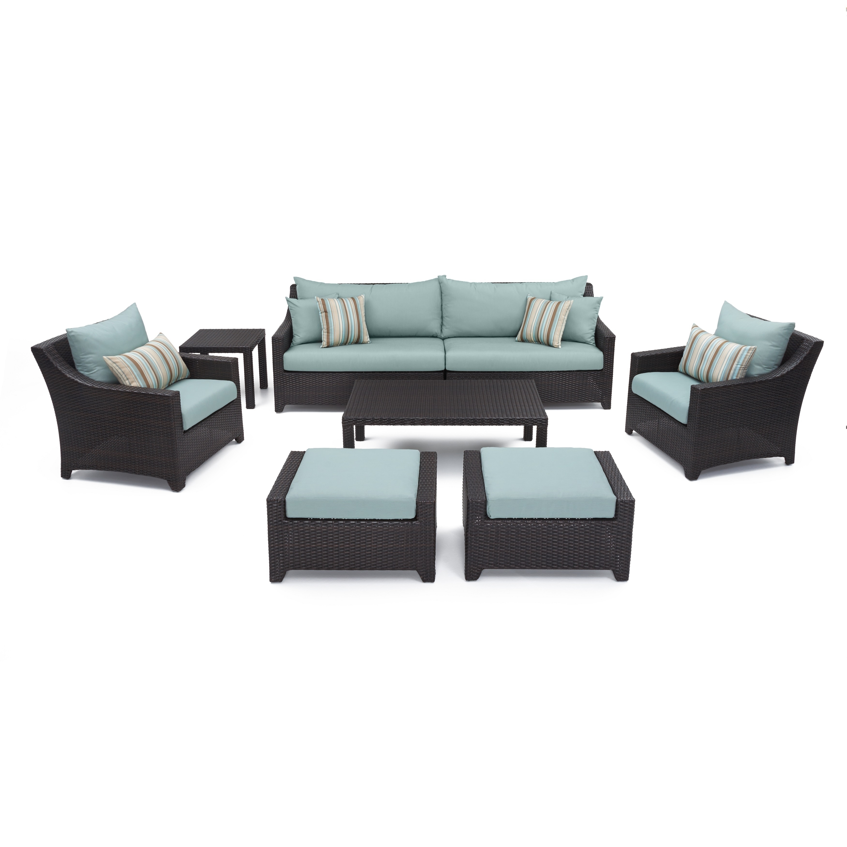 Rst Brands Rst Outdoor Bliss 8 piece Sofa, Club Chair And Ottomans Patio Furniture Set Blue Size 8 Piece Sets