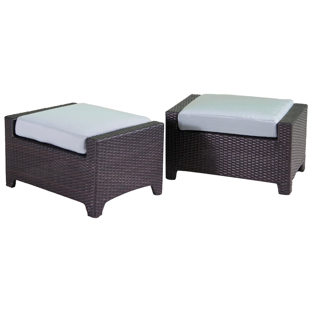 Deco 2 Piece Sunsharp Outdoor Patio Club Ottomans - Bliss Blue
