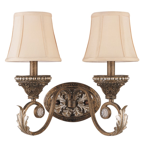 Roosevelt Weathered Patina 2 light Wall Sconce Crystorama Sconces & Vanities