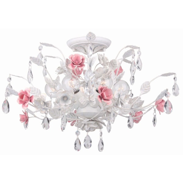 Crystorama Lola Collection 6 Light Antique White Semi Flush Crystorama Lola Collection 6 Light Antique White Semi Flush Mount