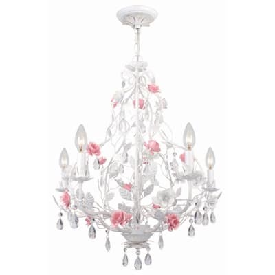 Lola 5-light Antique White Chandelier