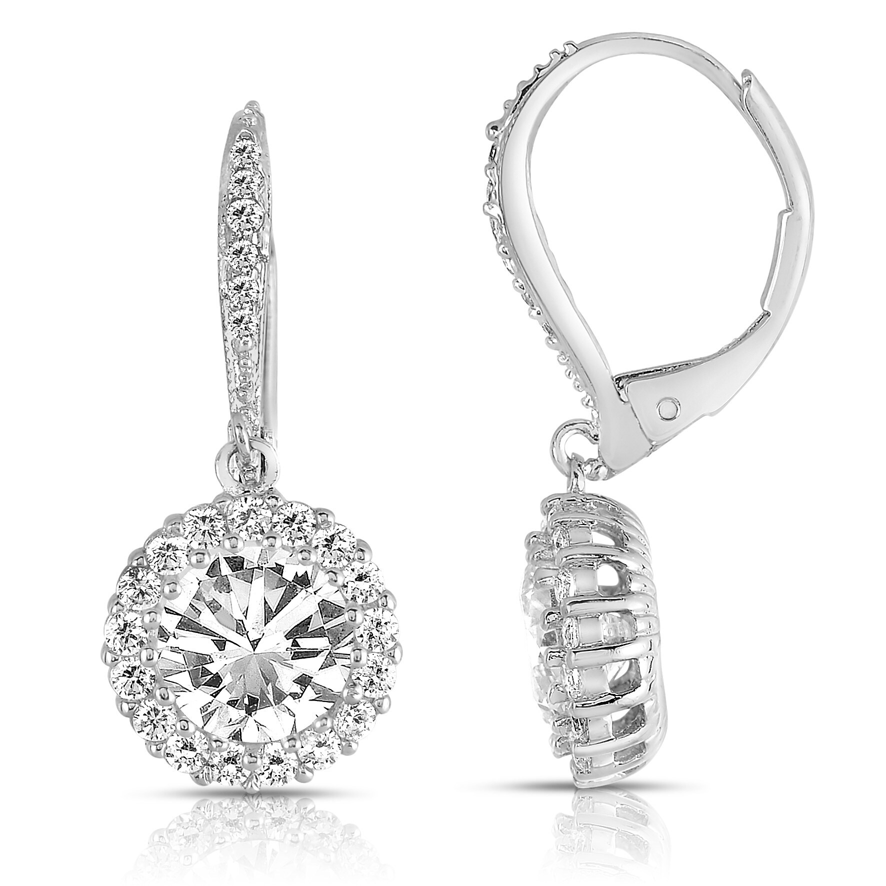 Rose Gold Flashed Sterling Silver Cubic Zirconia Pear Cut Dangle Earrings