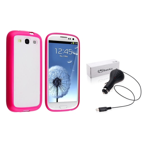 BasAcc TPU Case/ Retractable Car Charger for Samsung Galaxy S3/ S III BasAcc Cases & Holders