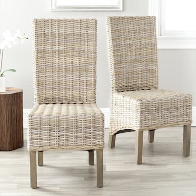 SAFAVIEH Pembrooke Rural Natural Woven Wicker Dining Chairs (Set of 2) - 20" W x 22.5" L x 41.5" H