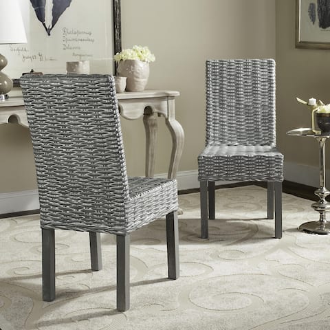 SAFAVIEH Wheatley Grey Washed Wicker Dining Chair (Set of 2) - 18.5" x 23.5" x 37.5"