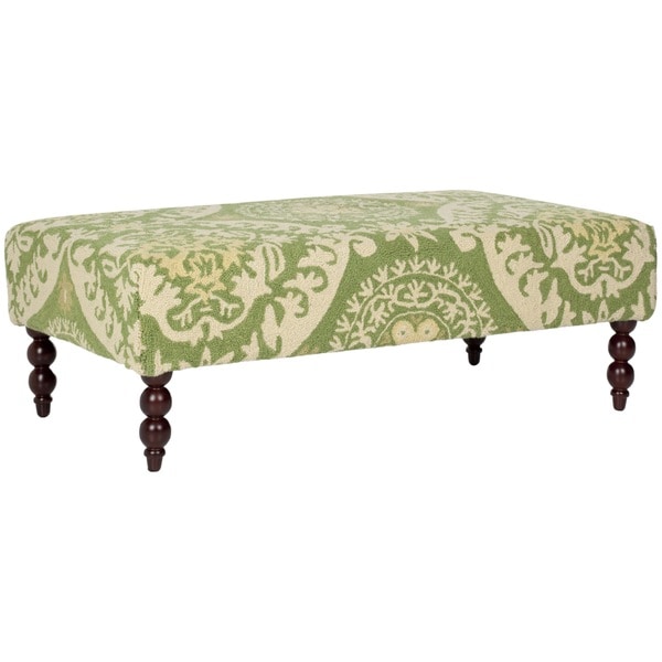 Shop Safavieh Handhooked Damask Medallion Green/ White Rug Ottoman