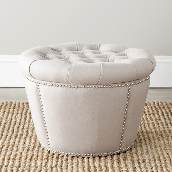 Safavieh Vanessa Taupe Storage Ottoman Safavieh Ottomans