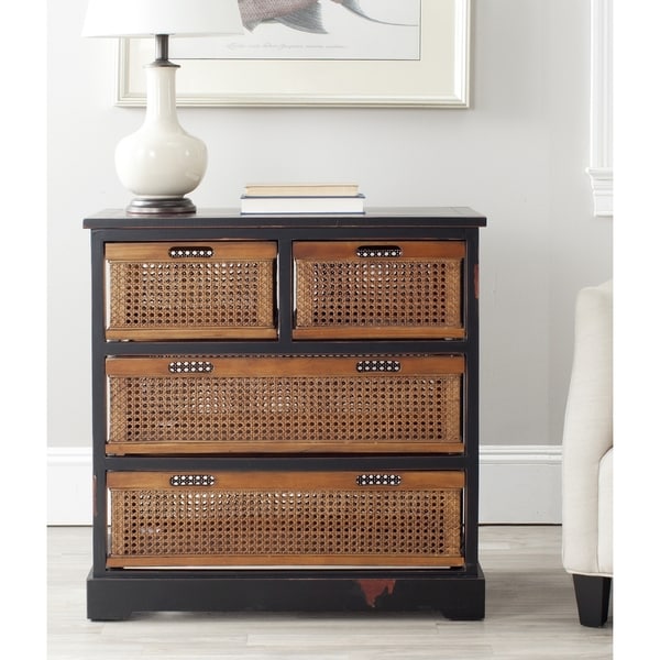 Shop Safavieh Jackson Black 4-drawer Wicker Basket Storage 