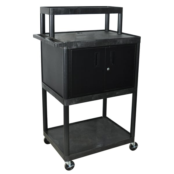 Luxor Black LTIMC B Warehouse 4 shelf Plastic Stand Up Black Work Station Luxor Stands & Carts