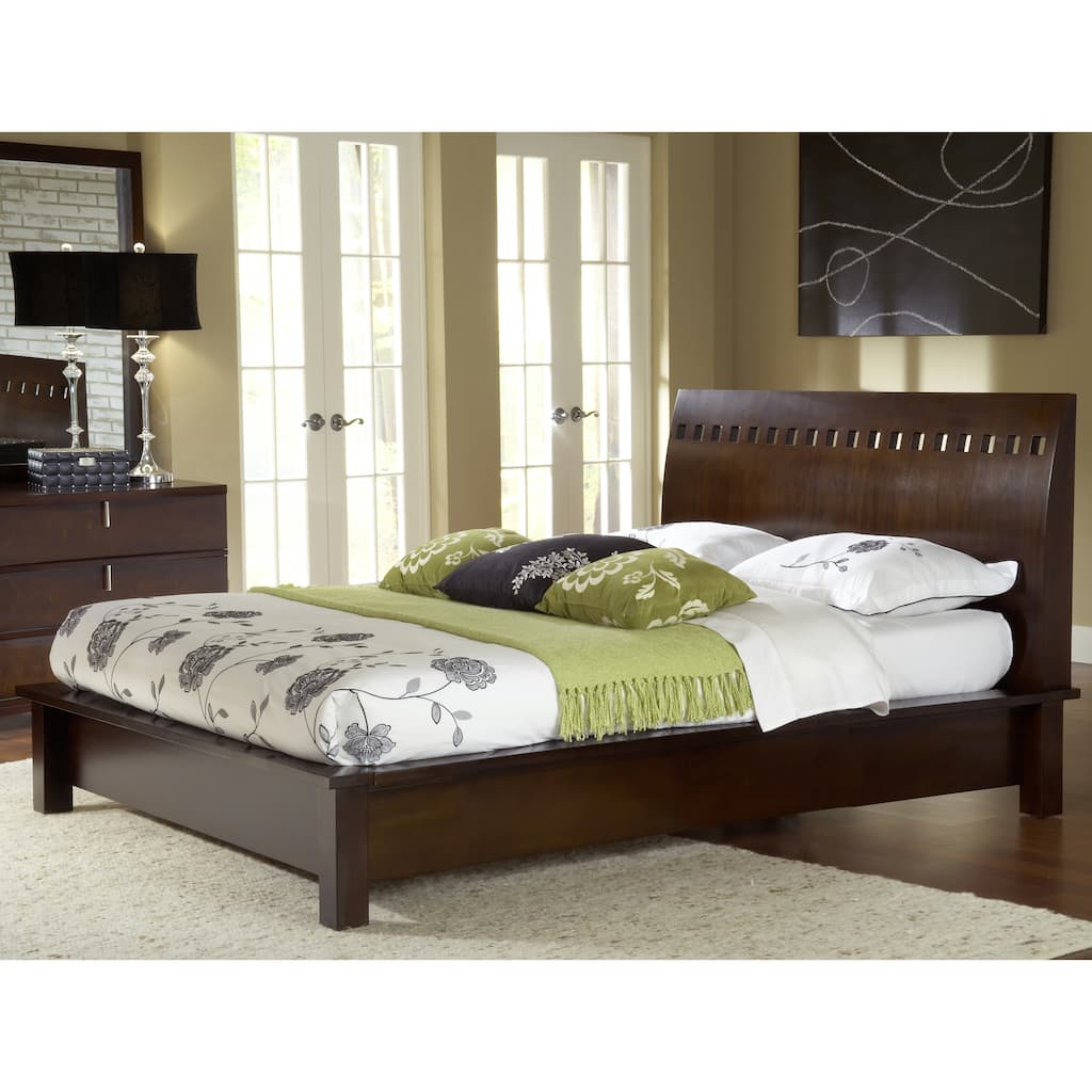 Square Cutout Chocolate Brown Modern Platform Bed
