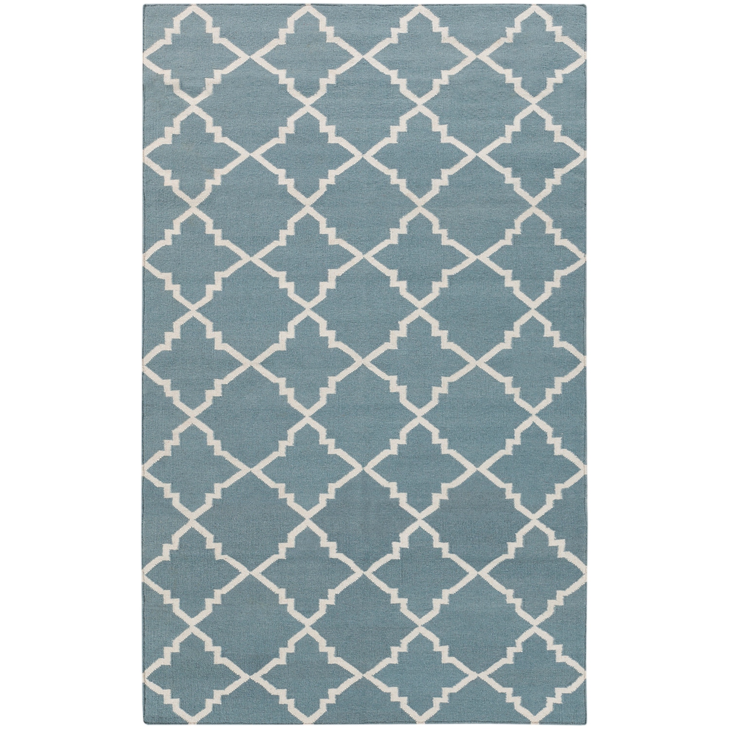 Handwoven Lattice Stormy Sea Wool Rug (36 X 56)