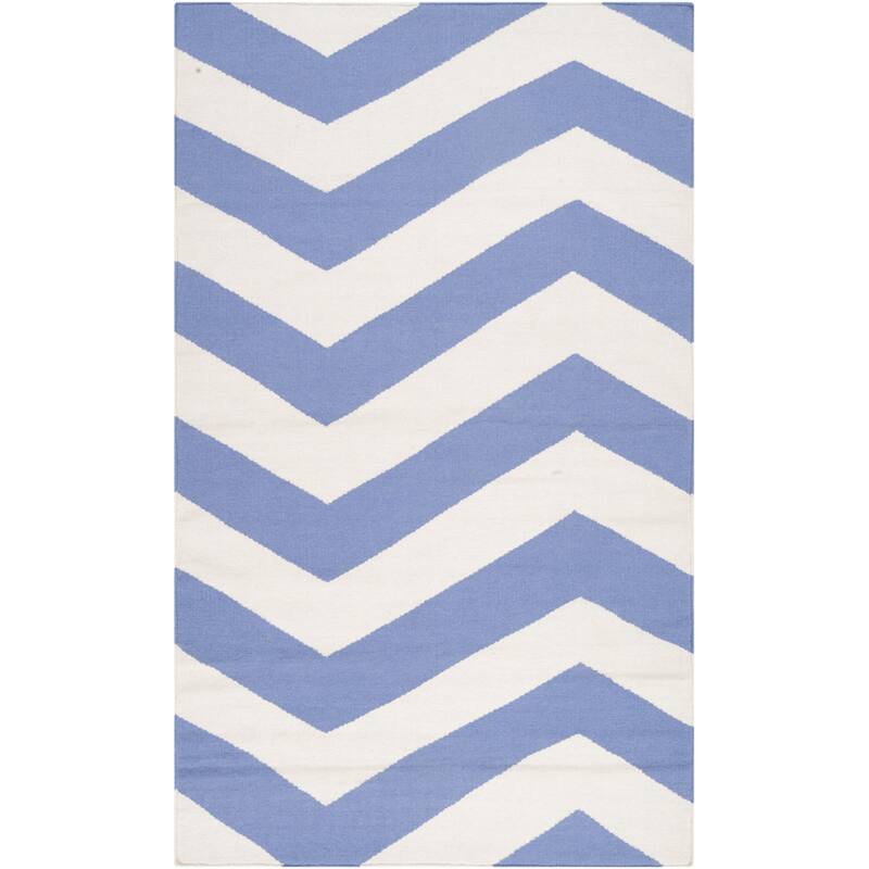Hand-woven Spring Chevron Spring Wool Area Rug - 2' x 3'/Surplus - 2' x 3'/Surplus - Azure