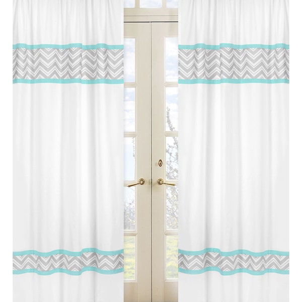 Sweet Jojo Designs Gray, Turquoise Blue and White 84-inch Window ... - Sweet Jojo Designs Gray, Turquoise Blue and White 84-inch Window Treatment  Curtain Panel