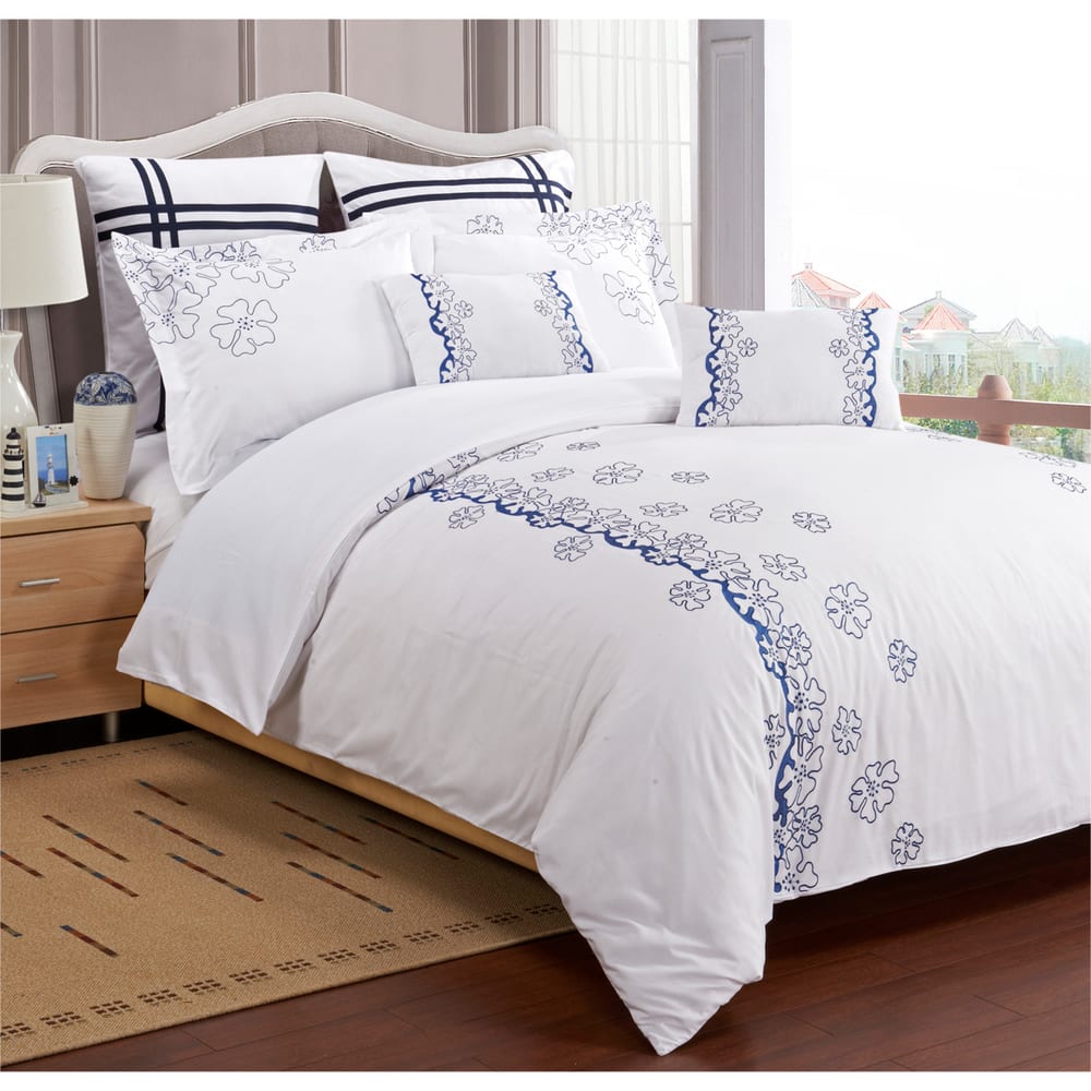 Superior Samantha 7-piece Embroidered Microfiber Duvet Cover Set