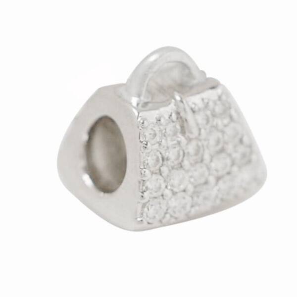 De Buman Sterling Silver Cubic Zirconia Handbag Charm Bead 