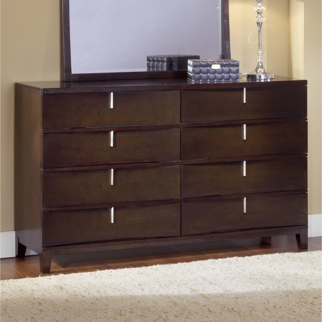 Chocolate Brown Reverse Bowfront 8-drawer Dresser