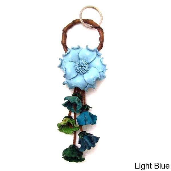 Handmade Floral Paradise Genuine Leather Loop Keychain KeyFinder (Thailand)