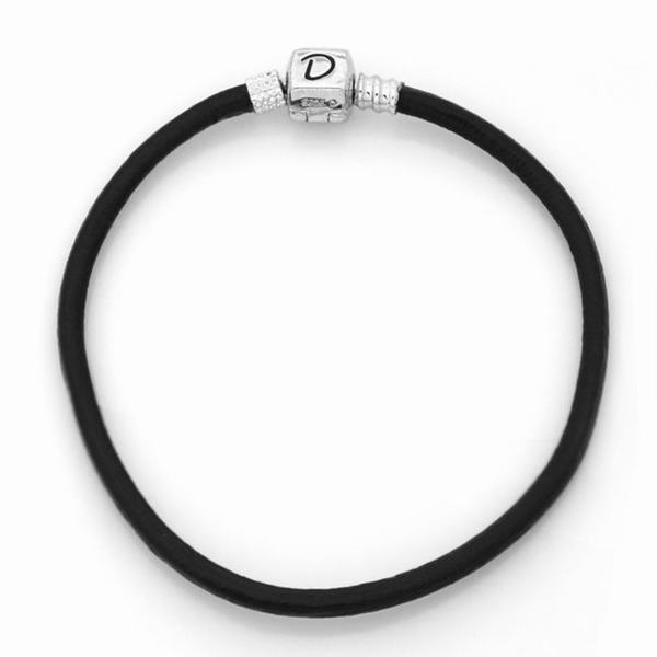 De Buman Sterling Silver Dark Brown Leather Charm Bracelet   15054778