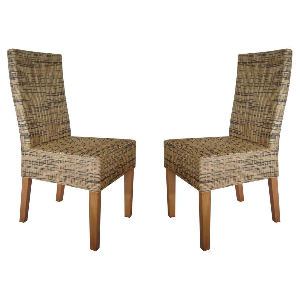 Rattan Living Brown Wicker Dining Chairs (Set of 2)