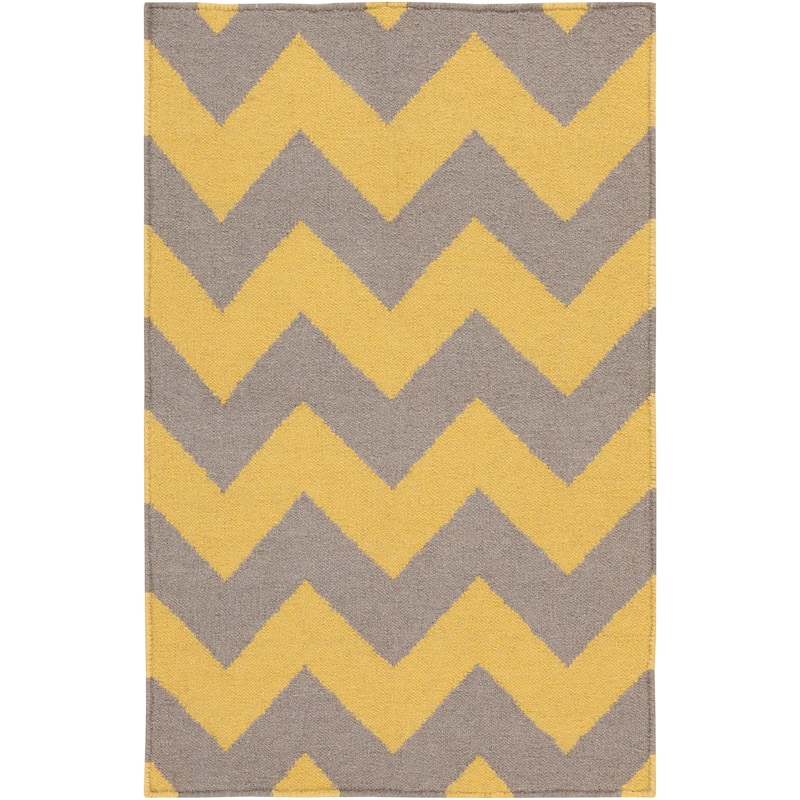 Hand-woven Mustard Chevron Yellow Wool Area Rug - 5' x 8' - Gold - 5' x 8'