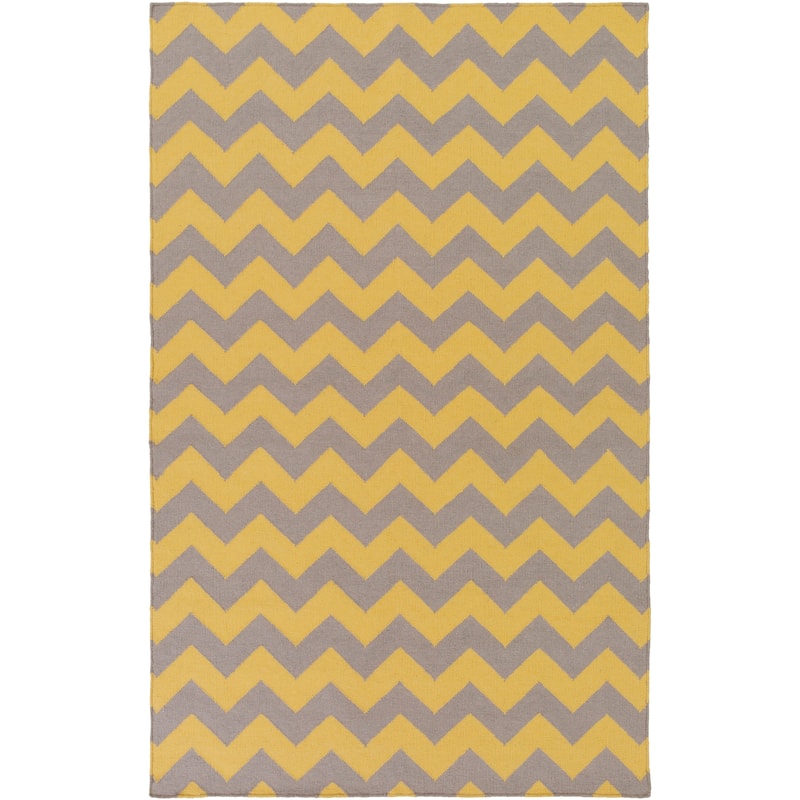 Hand-woven Mustard Chevron Yellow Wool Area Rug - 5' x 8'
