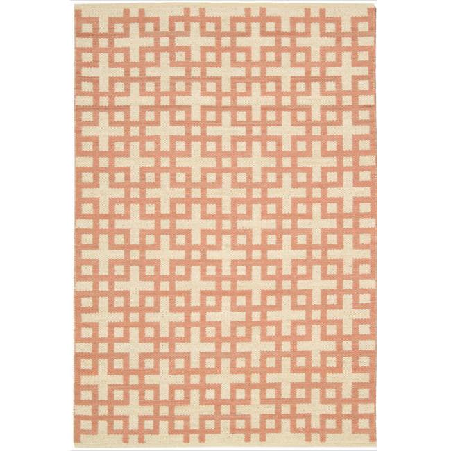 Nourison Maze MAZ01 Area Rug - 4' x 6' - Mango - Geometric - Indoor/Handmade - Flatweave - Modern & Contemporary - 4' x 6' - Wool/Cotton - Brown