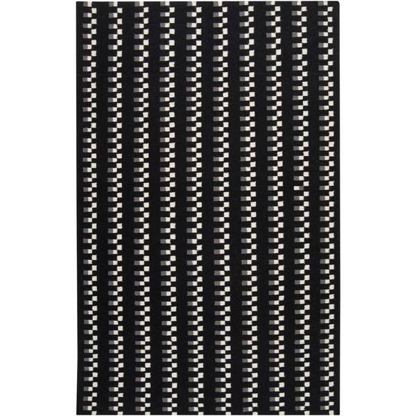 Handwoven Nanaimo Black Wool Rug (9' x 13')