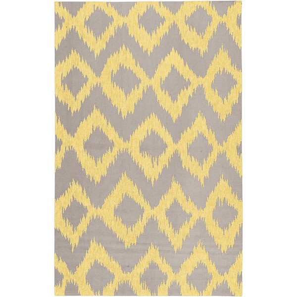 Hand-woven Fame Yellow Wool Area Rug - 8' x 11'