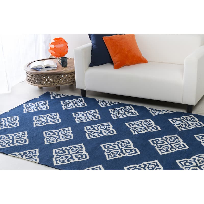 Hand-woven Almere Blue Wool Area Rug - 8' x 11'/Surplus