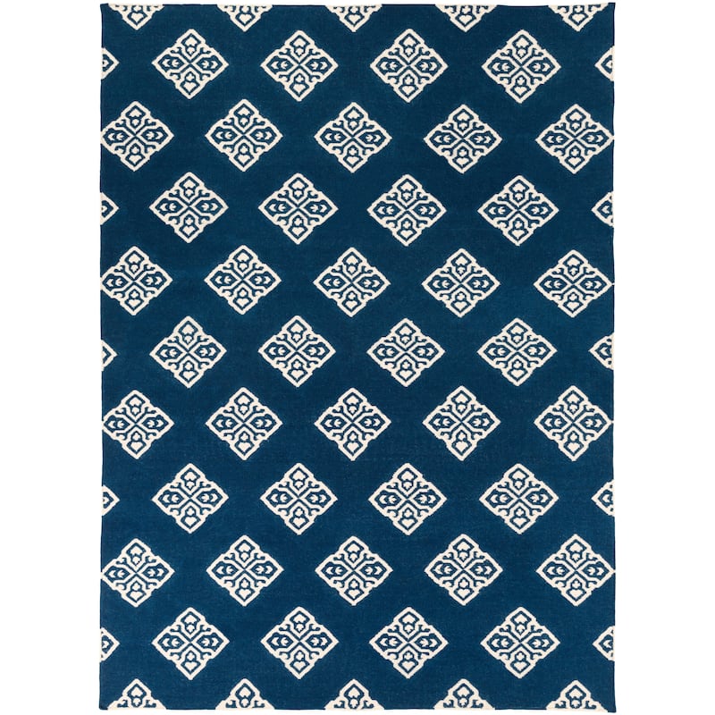 Hand-woven Almere Blue Wool Area Rug - 8' x 11'/Surplus
