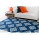 preview thumbnail 2 of 5, Hand-woven Almere Blue Wool Area Rug - 2' x 3'