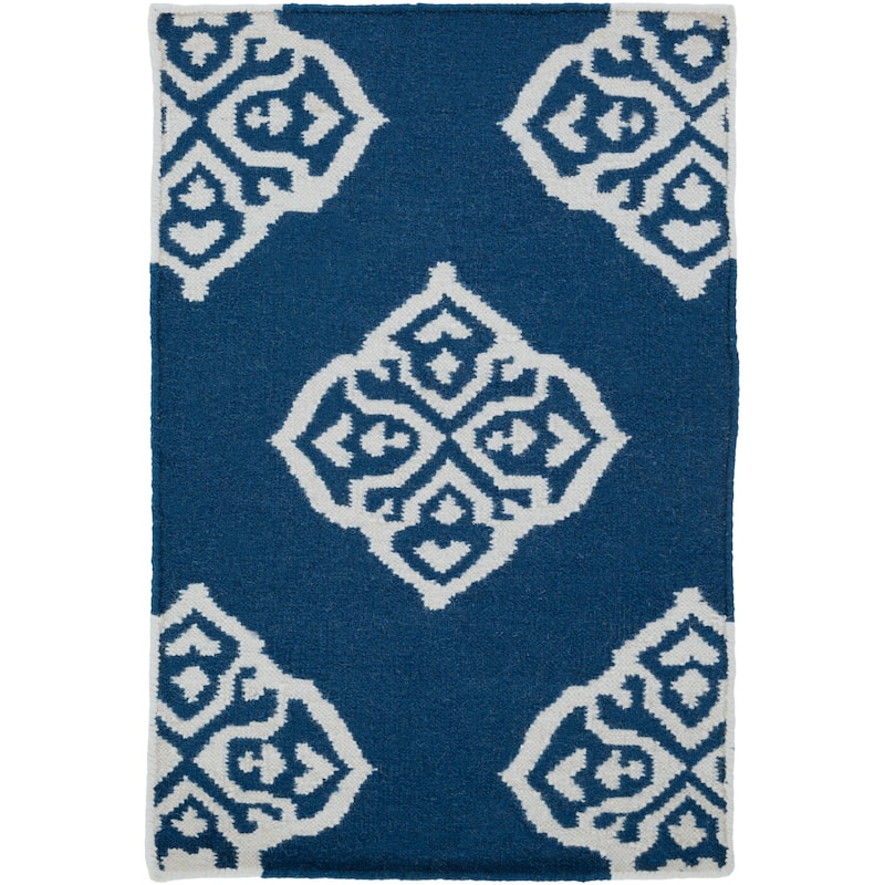 Hand-woven Almere Blue Wool Area Rug - 2' x 3'/Surplus