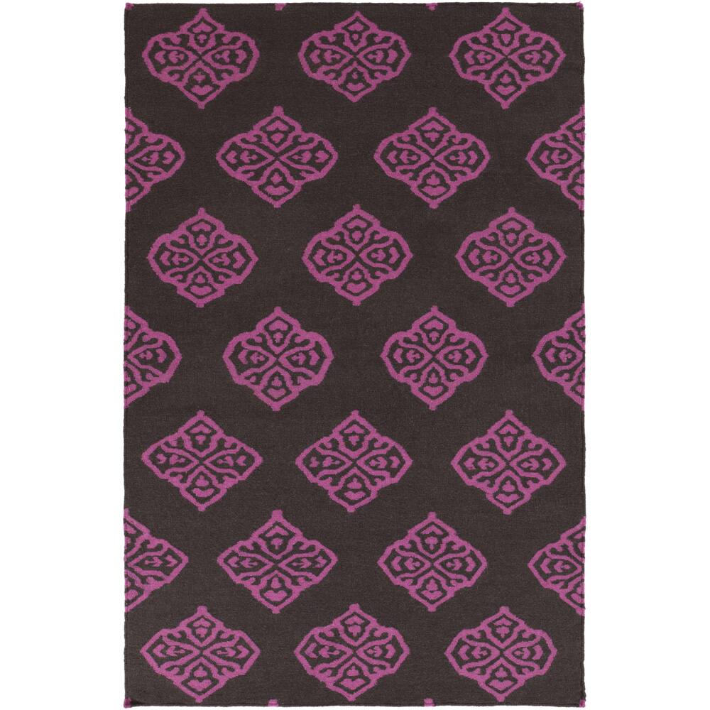 Hand-woven Stencil Berry Raspberry Wool Area Rug - 5' x 8'