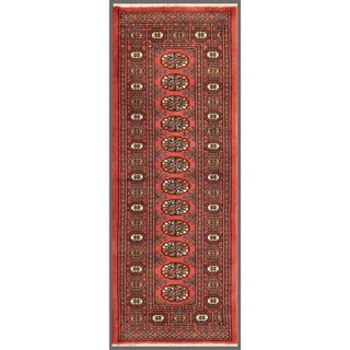 Pakistani Hand knotted Bokhara Peach/ Ivory Wool Rug (2 x 510)