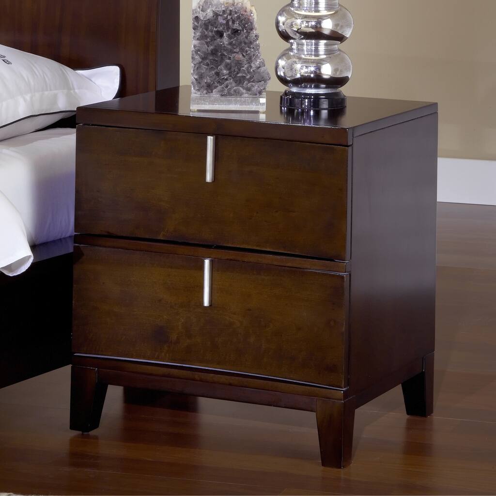 Domusindo Reverse Bowfront Chocolate Brown 2-drawer Nightstand