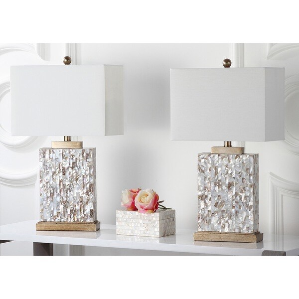 Safavieh Lighting 25-inch Tory Sea Shell Table Lamp (Set of 2) - 15"x8"x24.5"