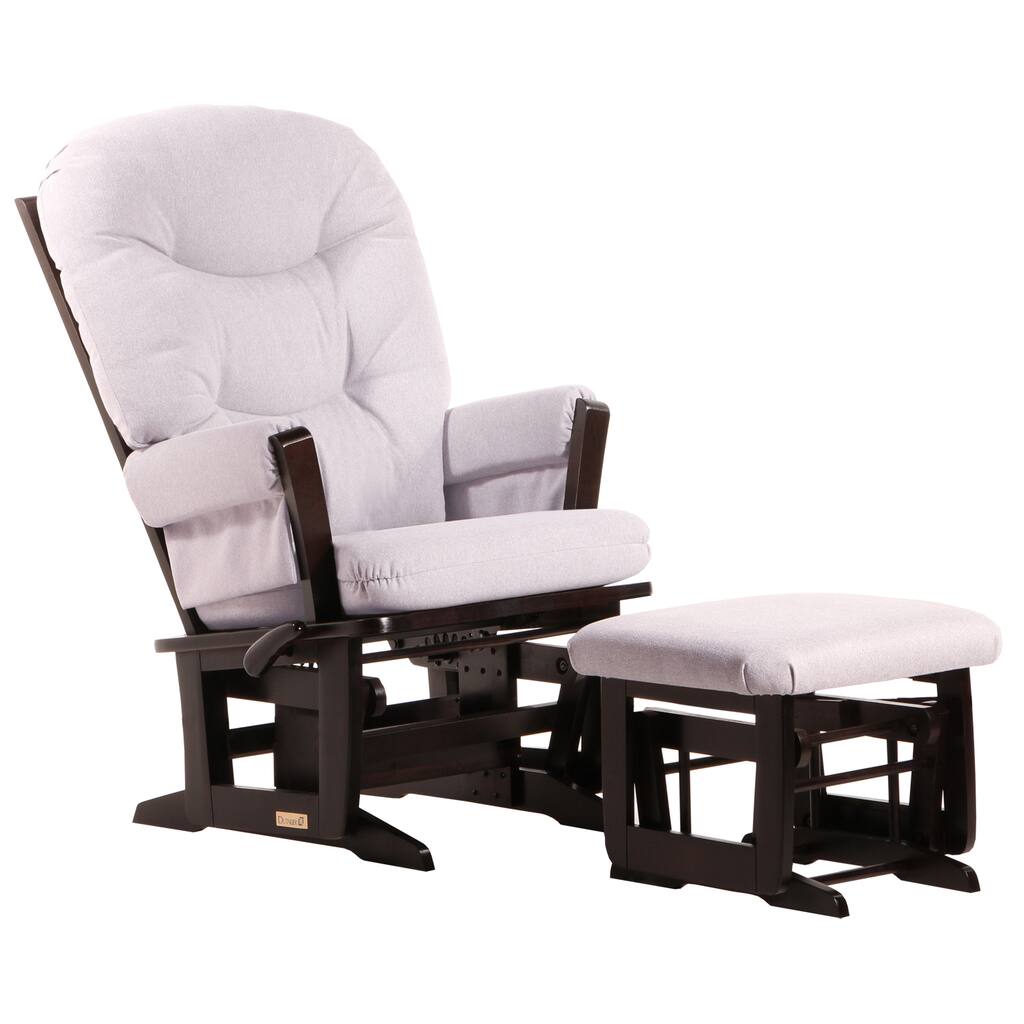 Dutailier Modern Padded Multi-Position Espresso/Light Grey Reclining Glider and Nursing