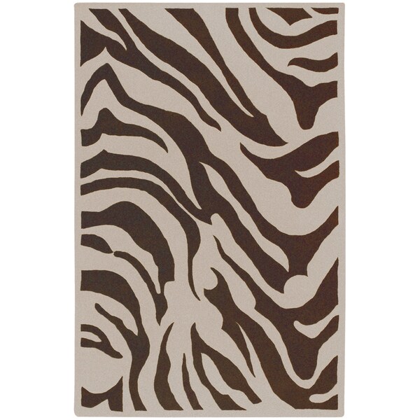 Hand-tufted Brown/White Zebra Animal Print Gelderland Wool Area Rug - 9' x 13'