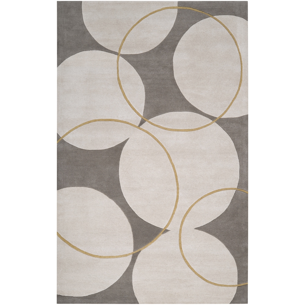 Hand tufted Buren Grey Geometric Circles Wool Rug (9 X 13)