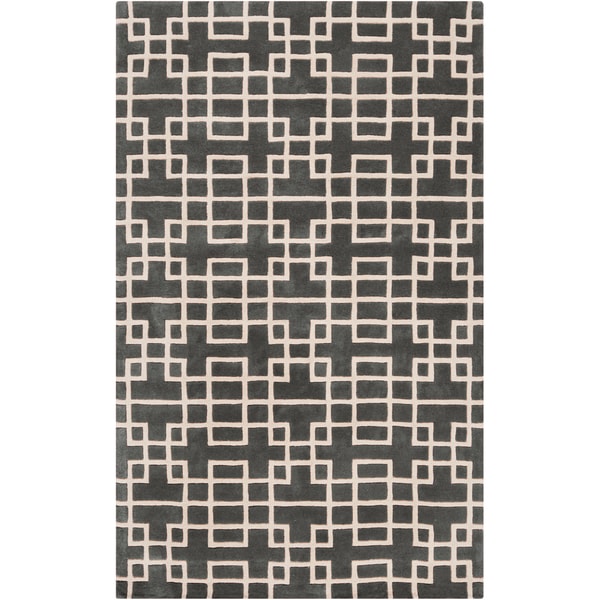 Hand-tufted Sittard Grey Geometric Wool Area Rug - 5' x 8'
