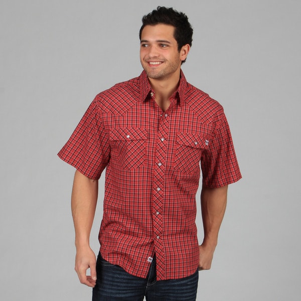 Shop Farmall IH Men's Red Western Plaid Snap Button Shirt - Free ...