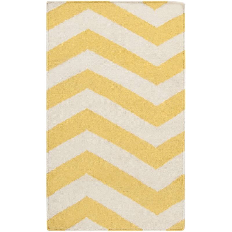 Hand-woven SunnyChevron Sunshine Yellow Wool Area Rug - 2' x 3'/Surplus