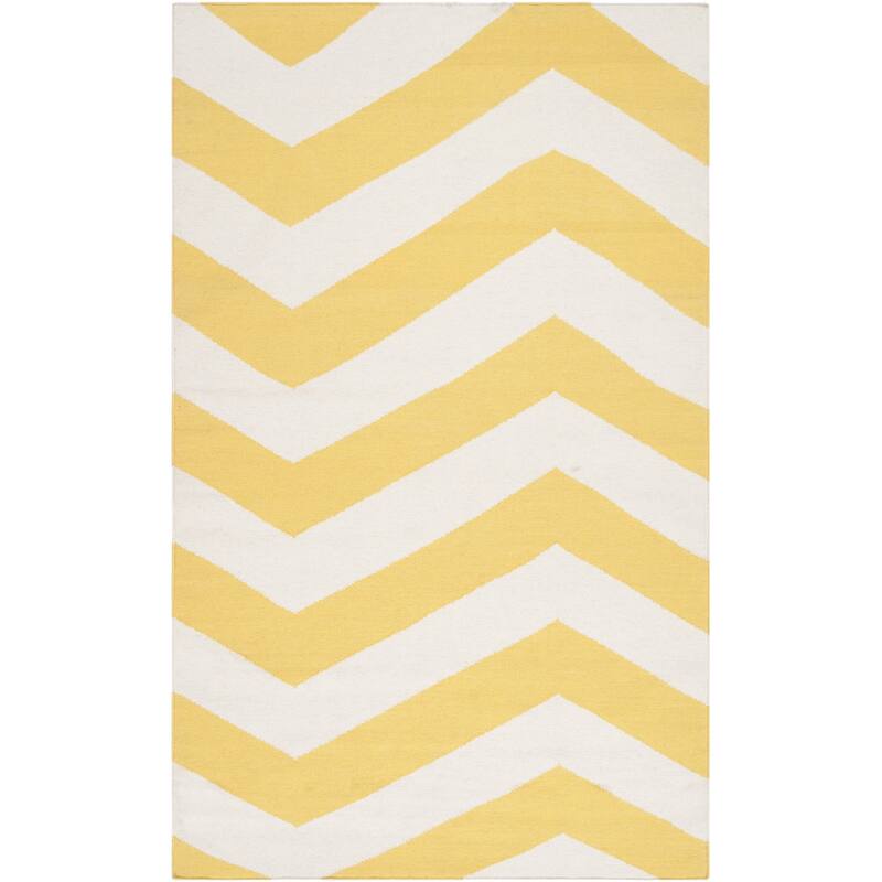 Hand-woven SunnyChevron Sunshine Yellow Wool Area Rug - 2' x 3'/Surplus