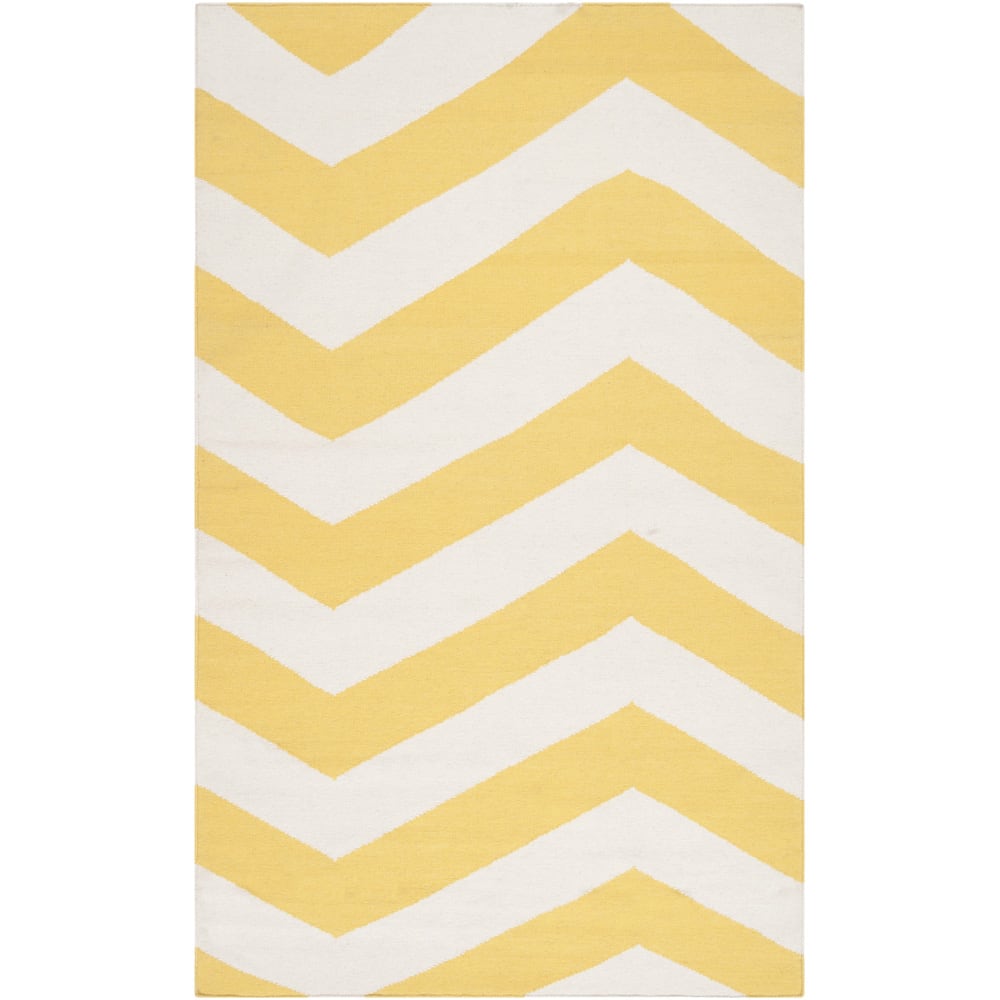 Hand-woven SunnyChevron Sunshine Yellow Wool Area Rug - 3'6" x 5'6"/Surplus