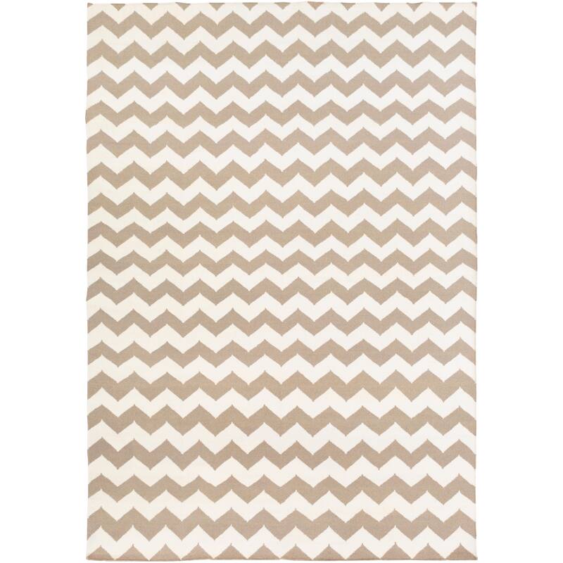 Hand-woven DesertChevron Taupe Wool Area Rug - 8' x 11'/Surplus