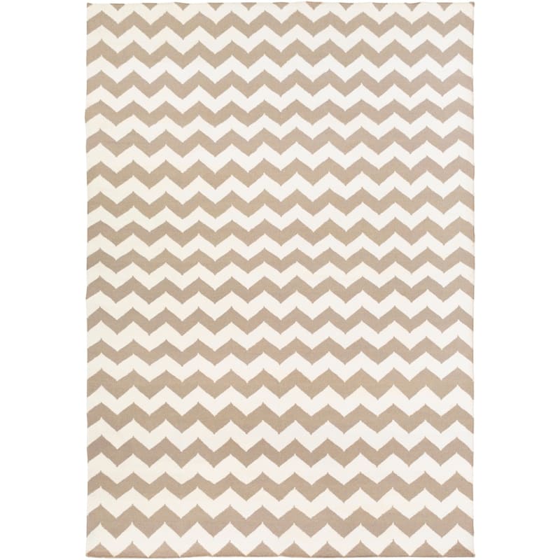 Hand-woven DesertChevron Taupe Wool Area Rug - 8' x 11'/Surplus