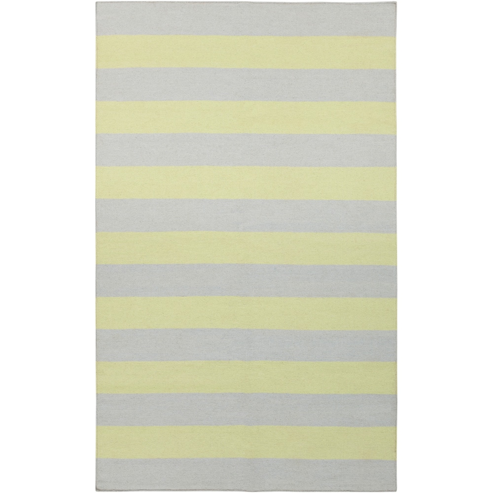 Handwoven Chartrusestripe Yellowgreen Wool Rug (9 X 13)